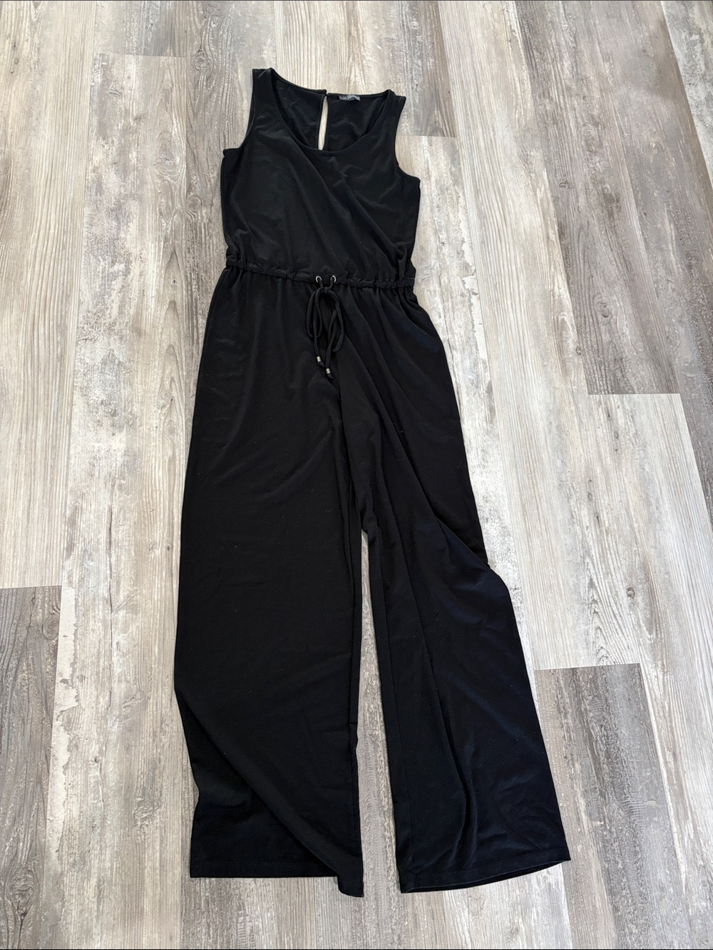 Sleeveless Black Jumpsuit with Drawstring Waist